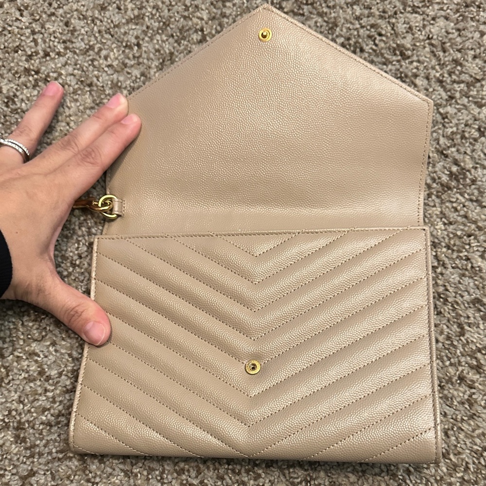 Yves Saint Laurent Taupe Quilted Leather Wristlet - Picture 3 of 6